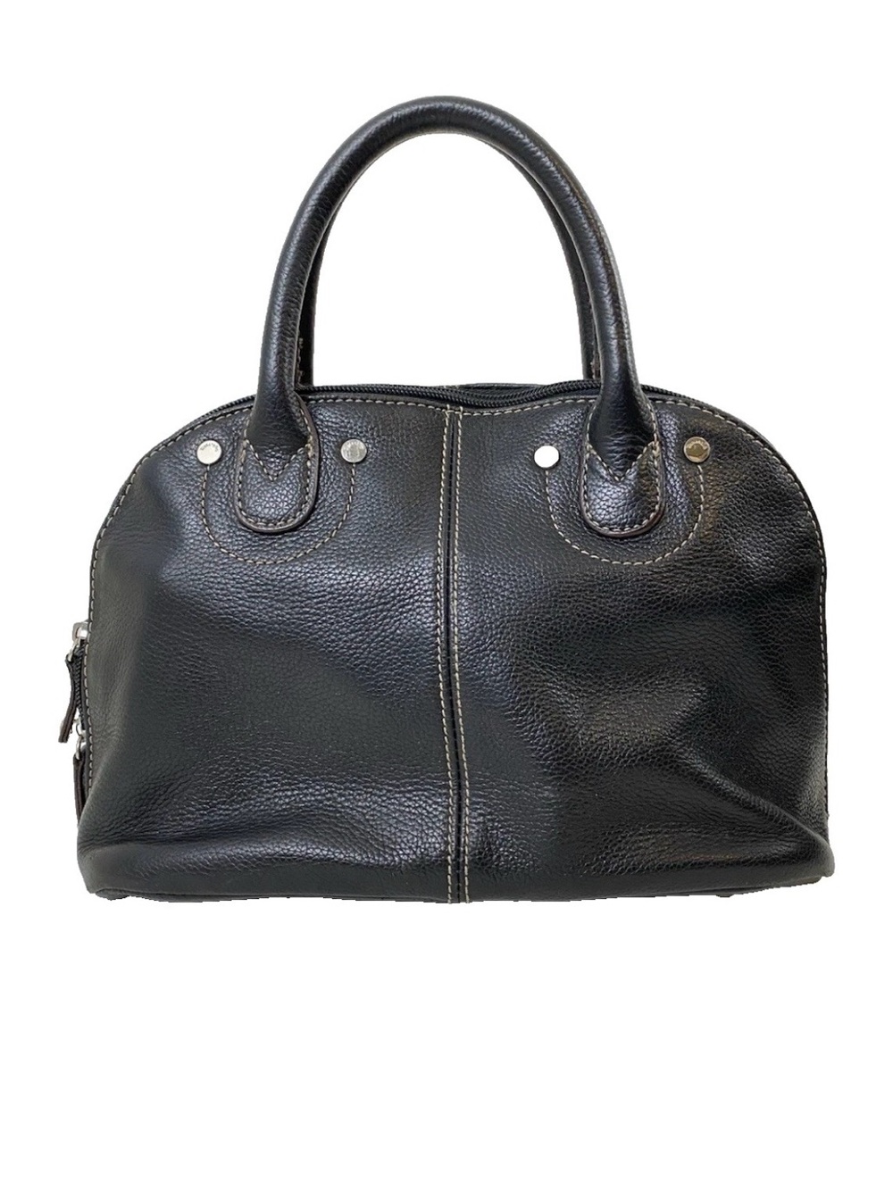 Tignanello Black Pebbled Leather Hand Bag with Top Handle
